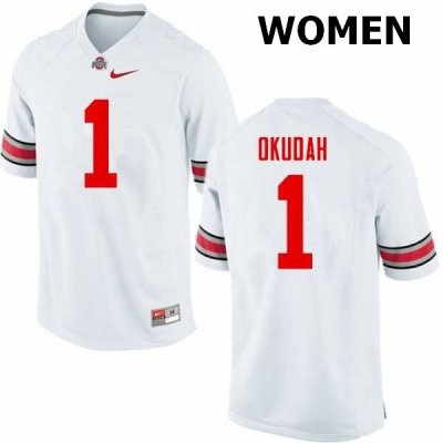 Women's Ohio State Buckeyes #1 Jeffrey Okudah White Nike NCAA College Football Jersey Breathable ATO7844JZ